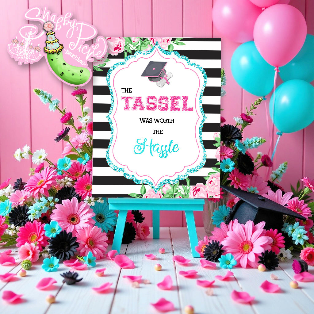 Kate Spade (2) Inspired Tassel was Worth the Hassle Sign-Graduation Signs-Party Sign-Graduation Party-Grad-Graduation-Printable-INSTANT DOWNLOAD
