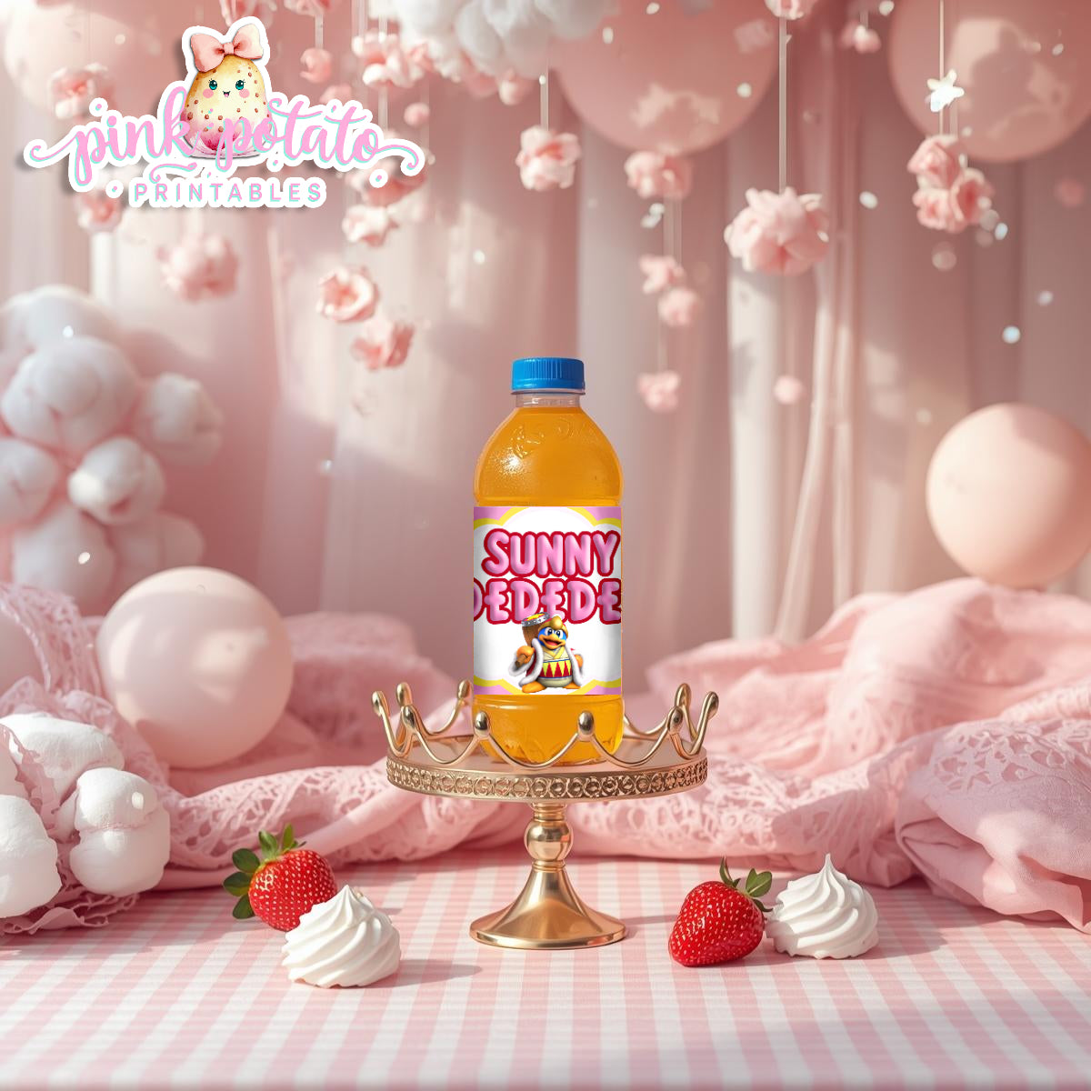 Kirby-Sunny D Labels-Sunny DeDeDe-Kirby Party Theme-INSTANT DOWNLOAD
