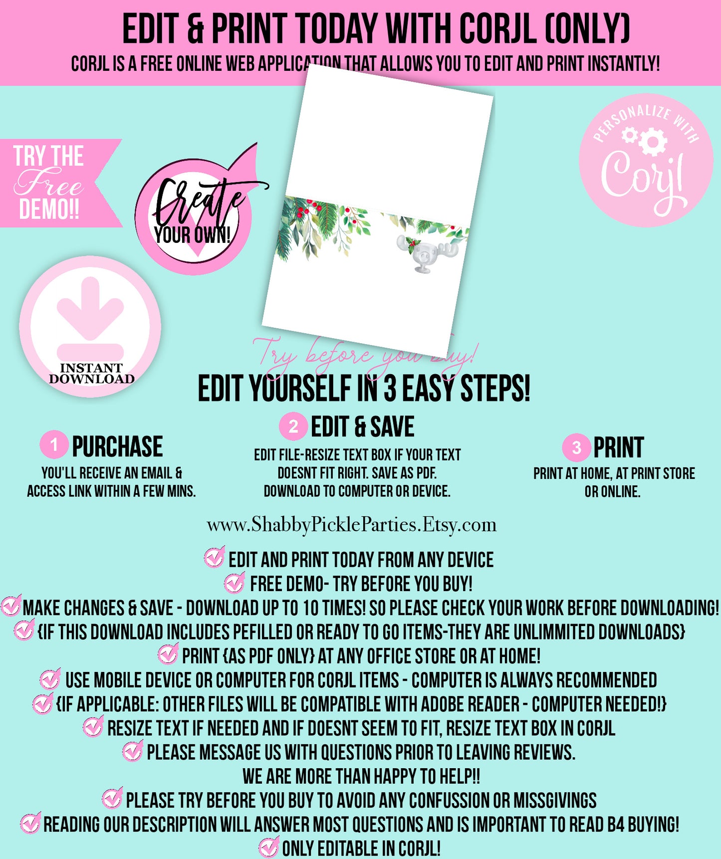 Christmas Vaca-Invitation Cards-Custom Text in Corjl-Christmas Invitations-Invites-Movie-Printable-Party Printable-Digital-INSTANT DOWNLOAD