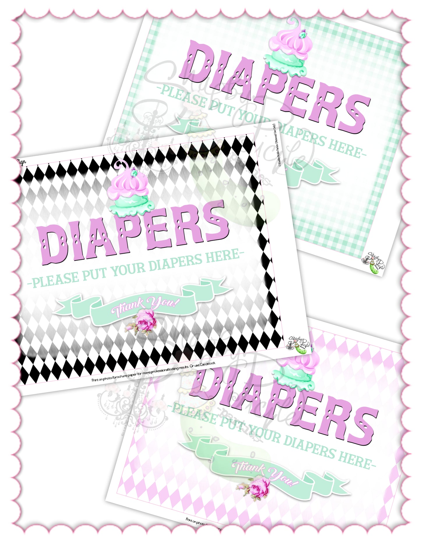 Here's The Scoop-Diaper Raffle Sign and Insert Cards-Ice Cream Baby Shower-Signs-Ice Cream Party Sign-Baby Shower-Digital-INSTANT DOWNLOAD