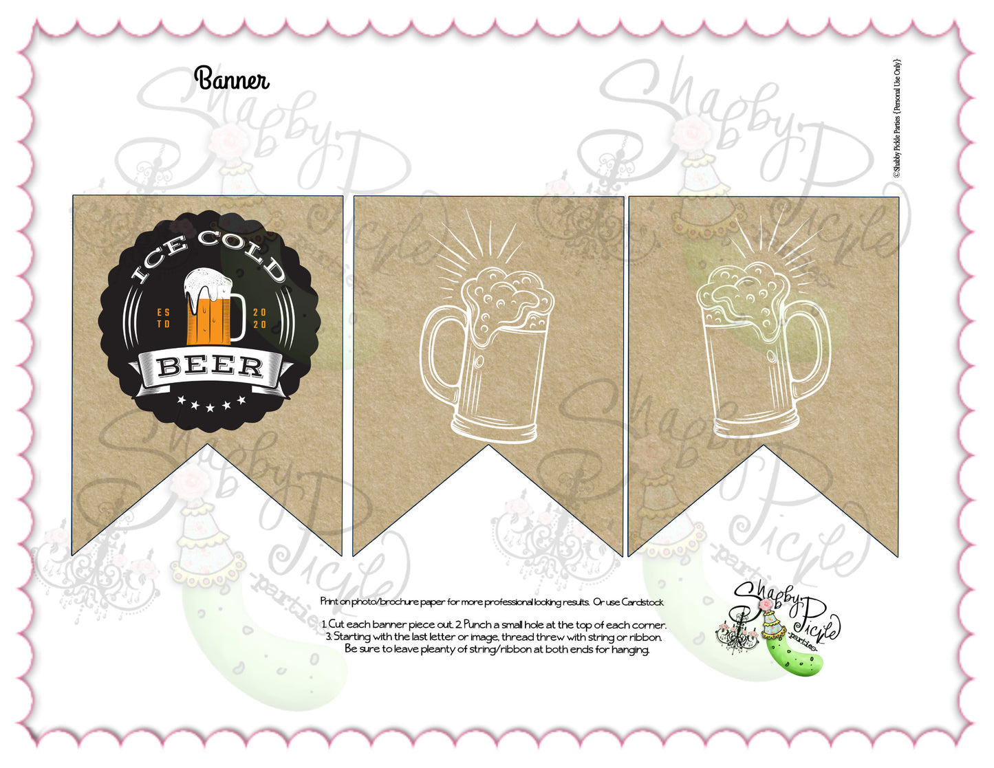 Beer Here-Father's Day-Banner-Hoppy Dads Day-Hoppy Birthday-Beer Tent-Beer Tasting-Beer Theme Party-Party Printable-Digital-INSTANT DOWNLOAD