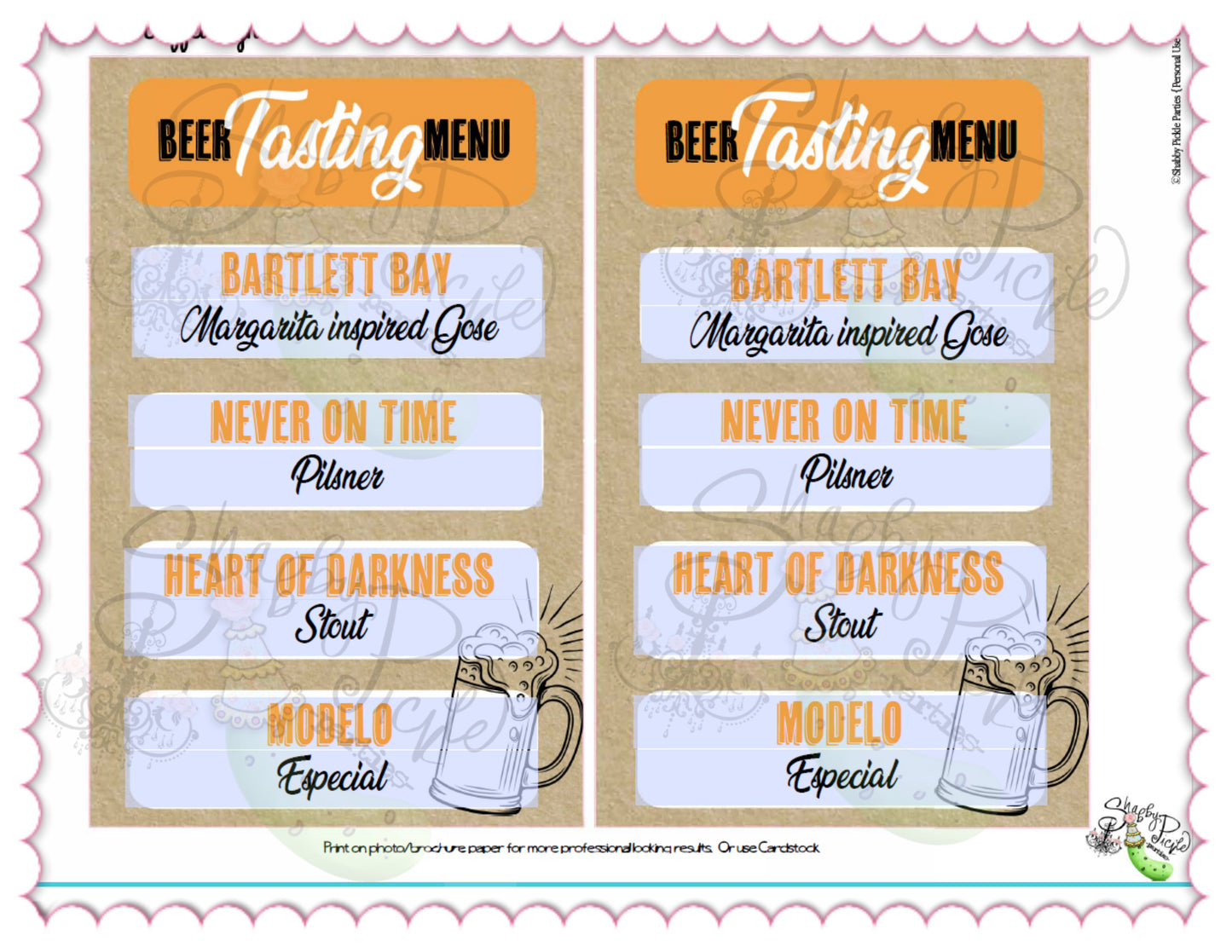 Beer Here-Father's Day-Beer Tasting Menu-Beer Score Card-Beer Tent-Beer Tasting-Beer Theme Party-Party Printable-Digital-INSTANT DOWNLOAD