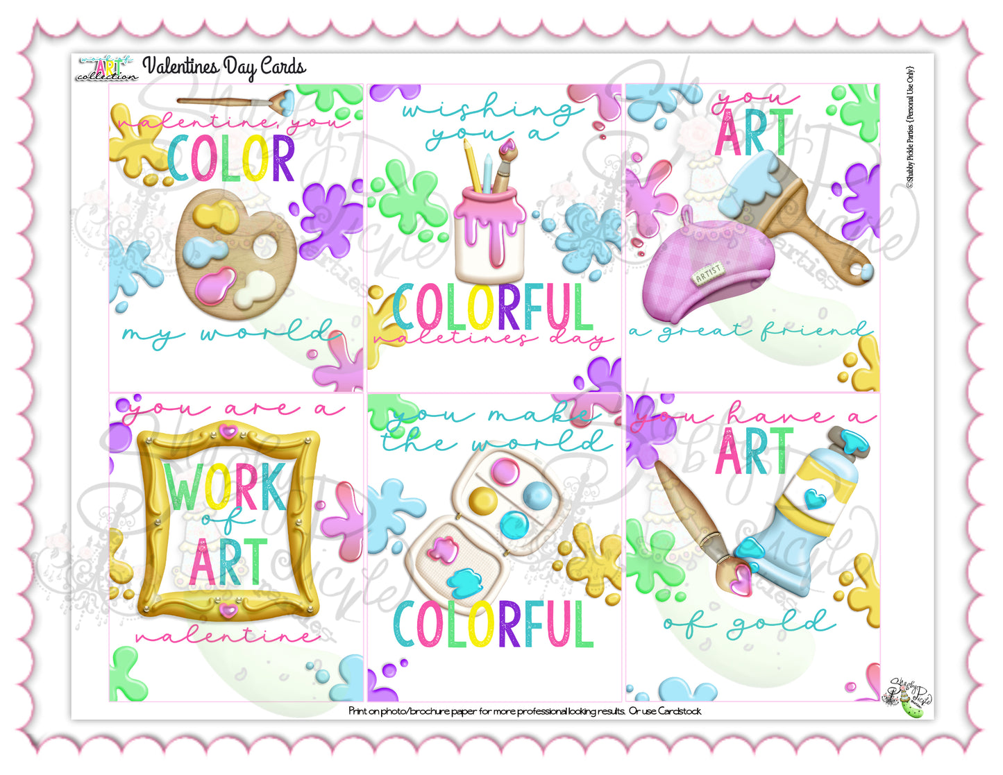 Valentine Art-Valentine's Day Cards-6 Styles-Class Favors-Edit in Corjl-Hand Write Name-Valentine's Day-Class Room Party-INSTANT DOWNLOAD