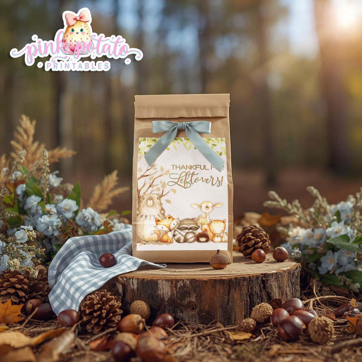 Woodland Thanksgiving-Full Party Printable-Buffet Signs-Thanksgiving Party-Water Bottle Labels-Chocolate Bar Wraps-Holiday-INSTANT DOWNLOAD