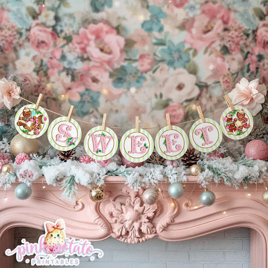 Gingerbread Cookies-Banner Pieces-Sweets Banner-Cookie Decorating-Gingerbread Decorating-Printable-Christmas Party-INSTANT DOWNLOAD