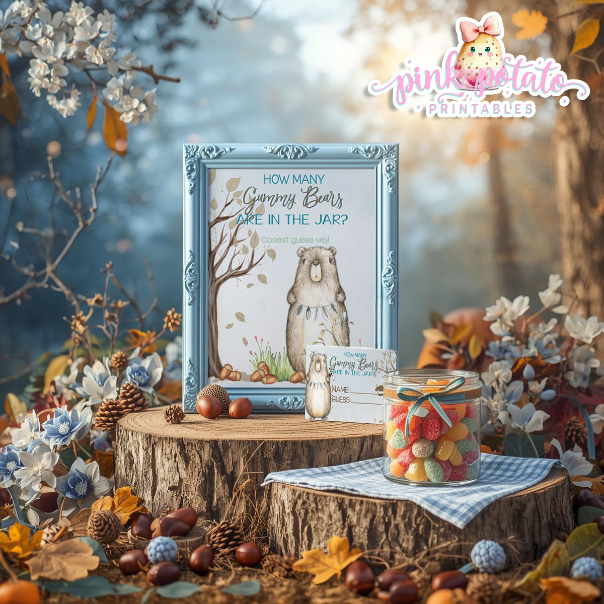 Woodland Thanksgiving-Full Party Printable-Buffet Signs-Thanksgiving Party-Water Bottle Labels-Chocolate Bar Wraps-Holiday-INSTANT DOWNLOAD