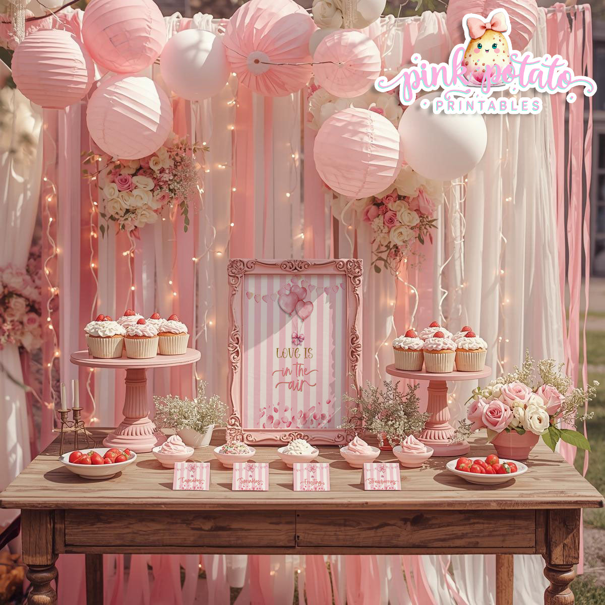 Pink Valentine-Buffet Cards & 8x10 Signs (2)-Valentine's Day-Buffet-Valentine's Party-PREFILLED PDF-EDITABLE IN CORJL ONLY-INSTANT DOWNLOAD