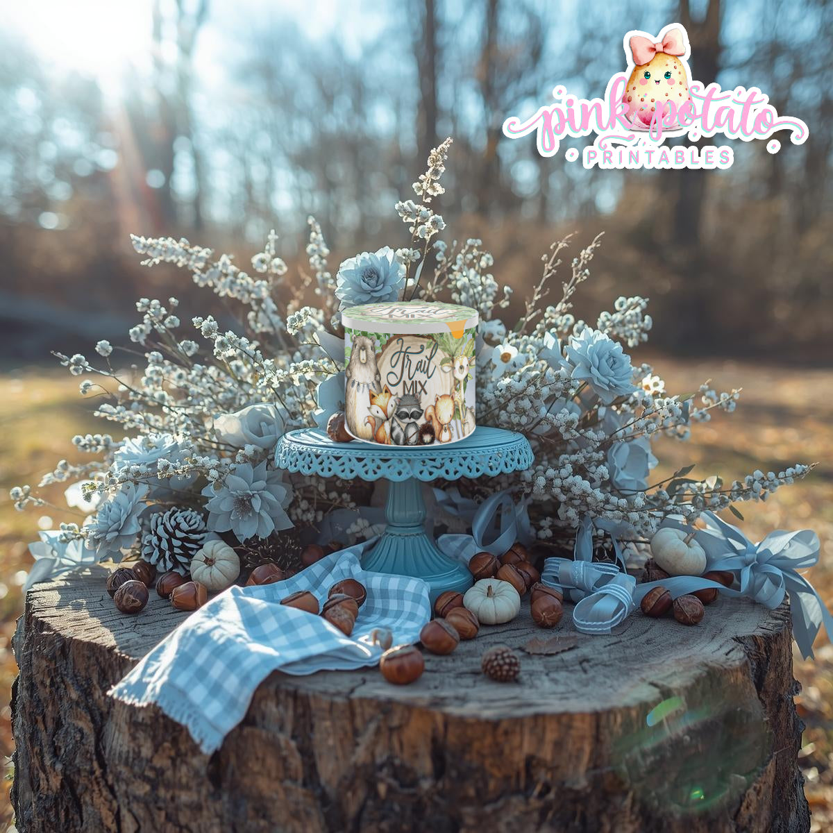 Woodland Thanksgiving-Full Party Printable-Buffet Signs-Thanksgiving Party-Water Bottle Labels-Chocolate Bar Wraps-Holiday-INSTANT DOWNLOAD