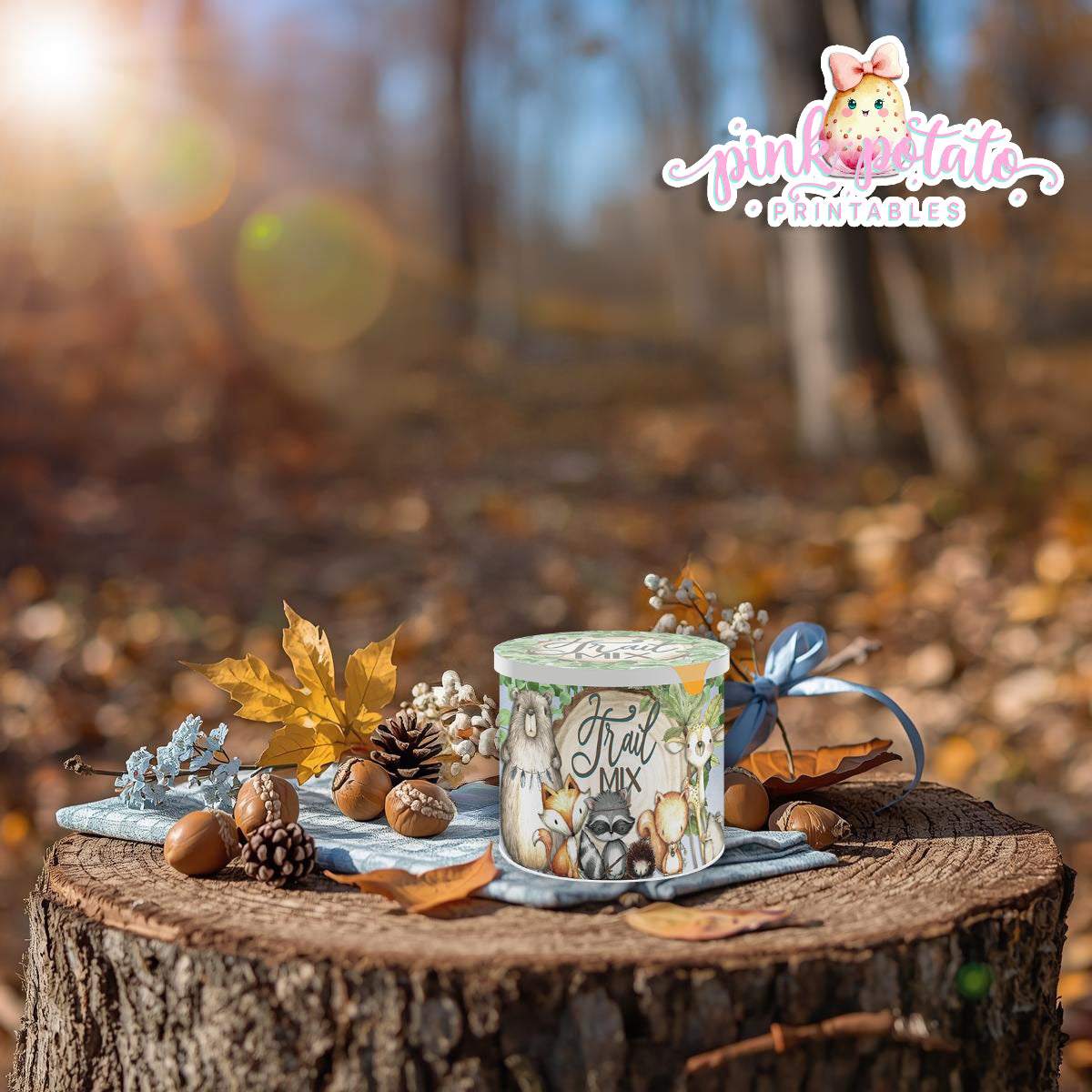 Woodland Thanksgiving-Pringles Can Labels-Printable-Pringles Wrappers-Lid Label-Thanksgiving Dinner-Kids Table-Holiday-INSTANT DOWNLOAD