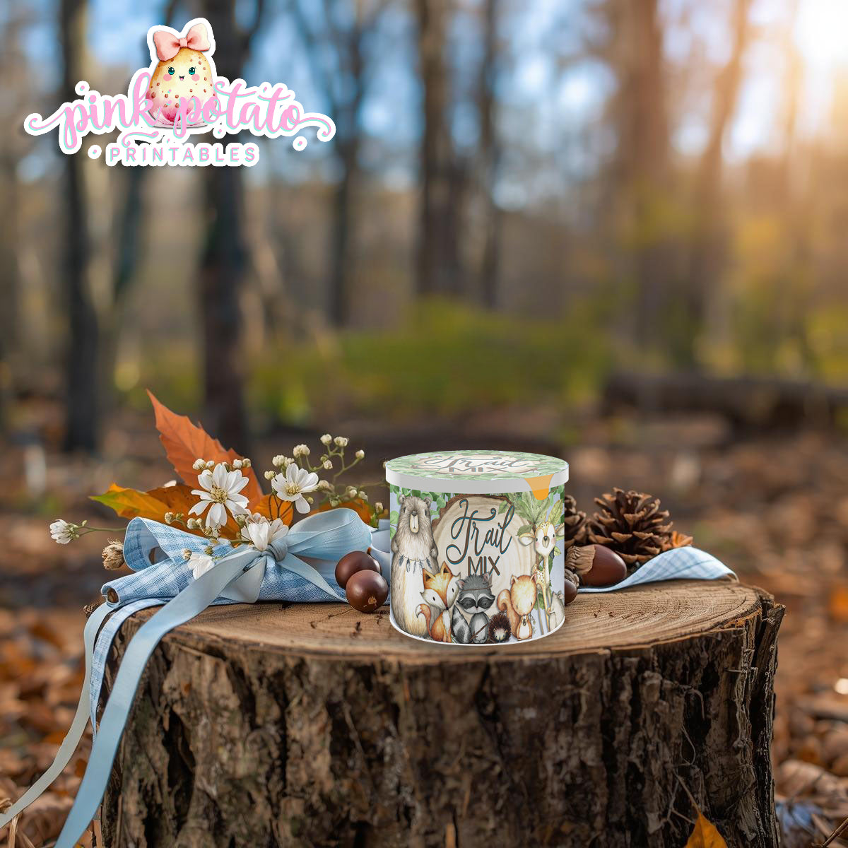 Woodland Thanksgiving-Pringles Can Labels-Printable-Pringles Wrappers-Lid Label-Thanksgiving Dinner-Kids Table-Holiday-INSTANT DOWNLOAD
