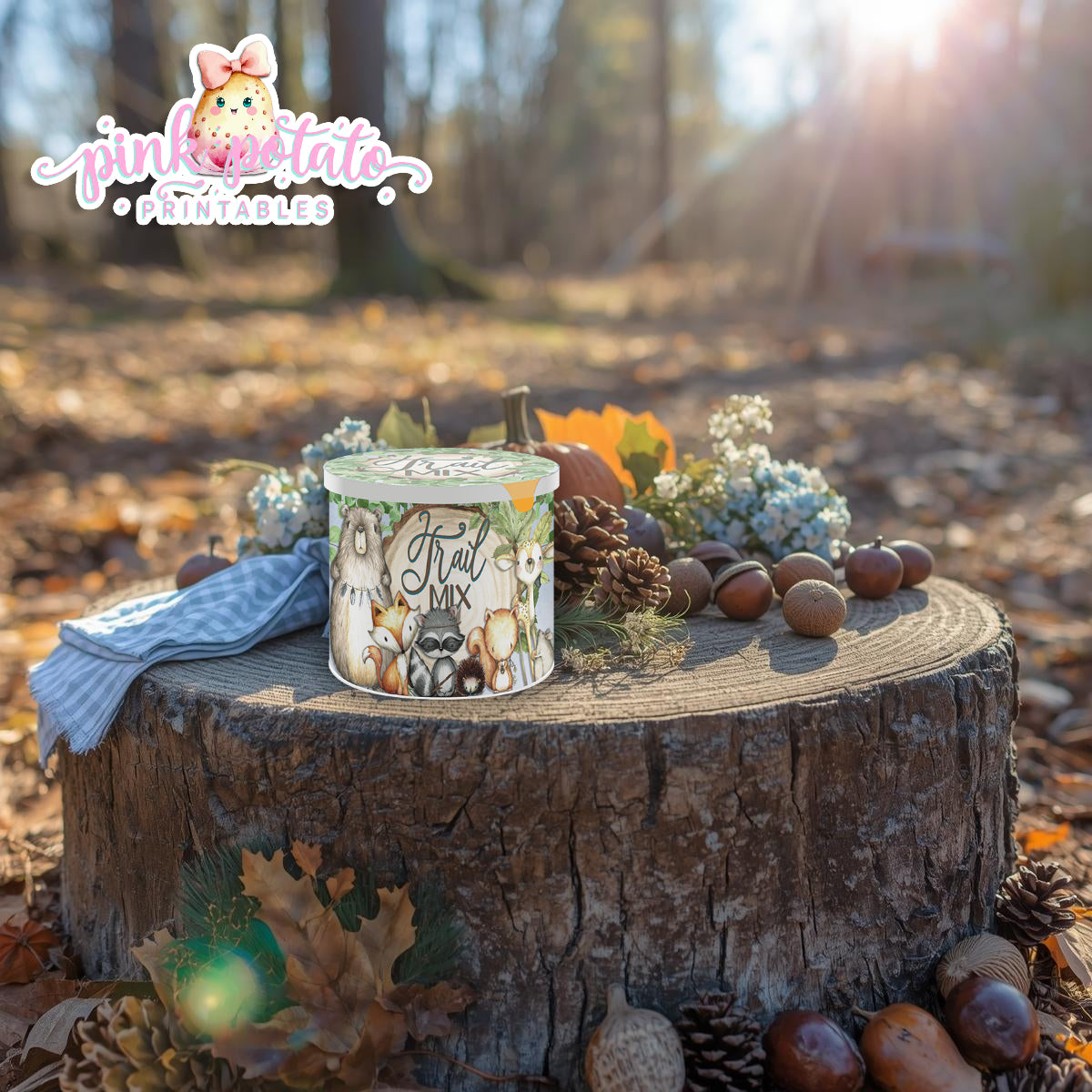 Woodland Thanksgiving-Pringles Can Labels-Printable-Pringles Wrappers-Lid Label-Thanksgiving Dinner-Kids Table-Holiday-INSTANT DOWNLOAD