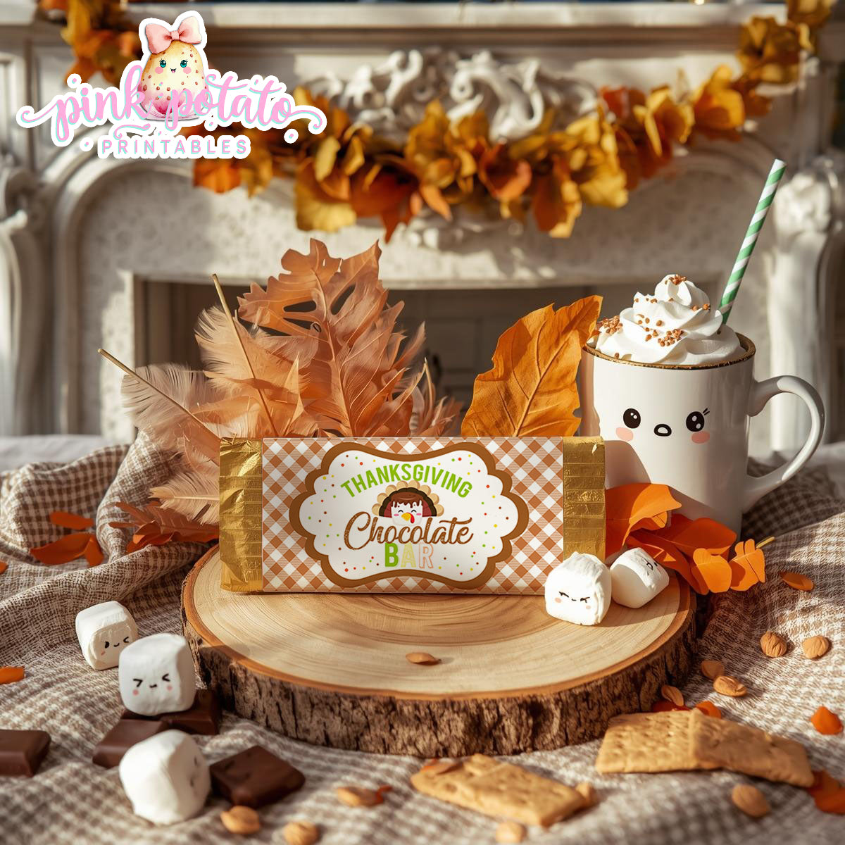 Thanksgiving S'mores-Chocolate Bar Wrappers-Smores Wrappers-Chocolate Bar Labels-S'mores Bar-Smores-Party Printable-Digital-INSTANT DOWNLOAD