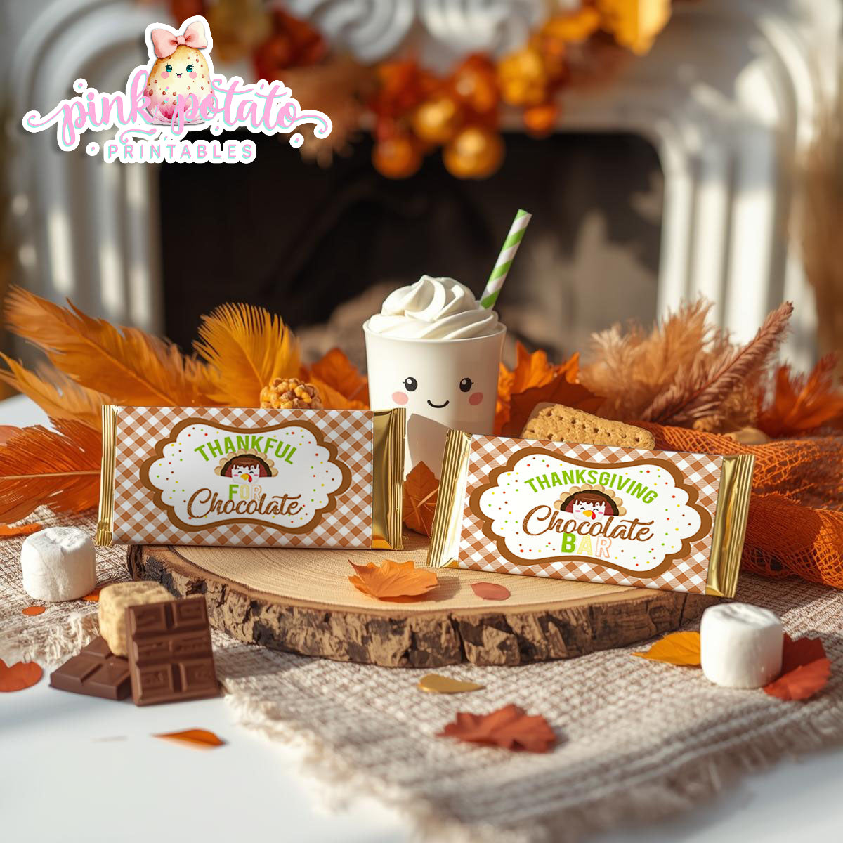 Thanksgiving S'mores-Chocolate Bar Wrappers-Smores Wrappers-Chocolate Bar Labels-S'mores Bar-Smores-Party Printable-Digital-INSTANT DOWNLOAD