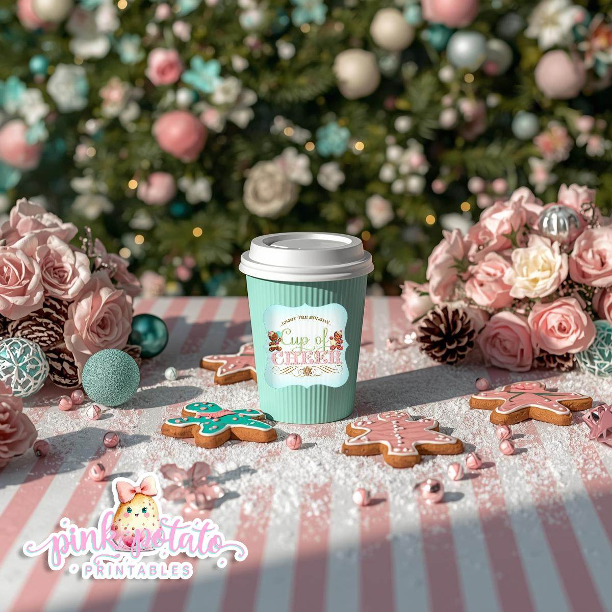 Gingerbread Cookies-Cup Of Cheer Labels-Hot Cocoa-Cookie Decorating Party-Gingerbread Decorating-Printable-Christmas Party-INSTANT DOWNLOAD