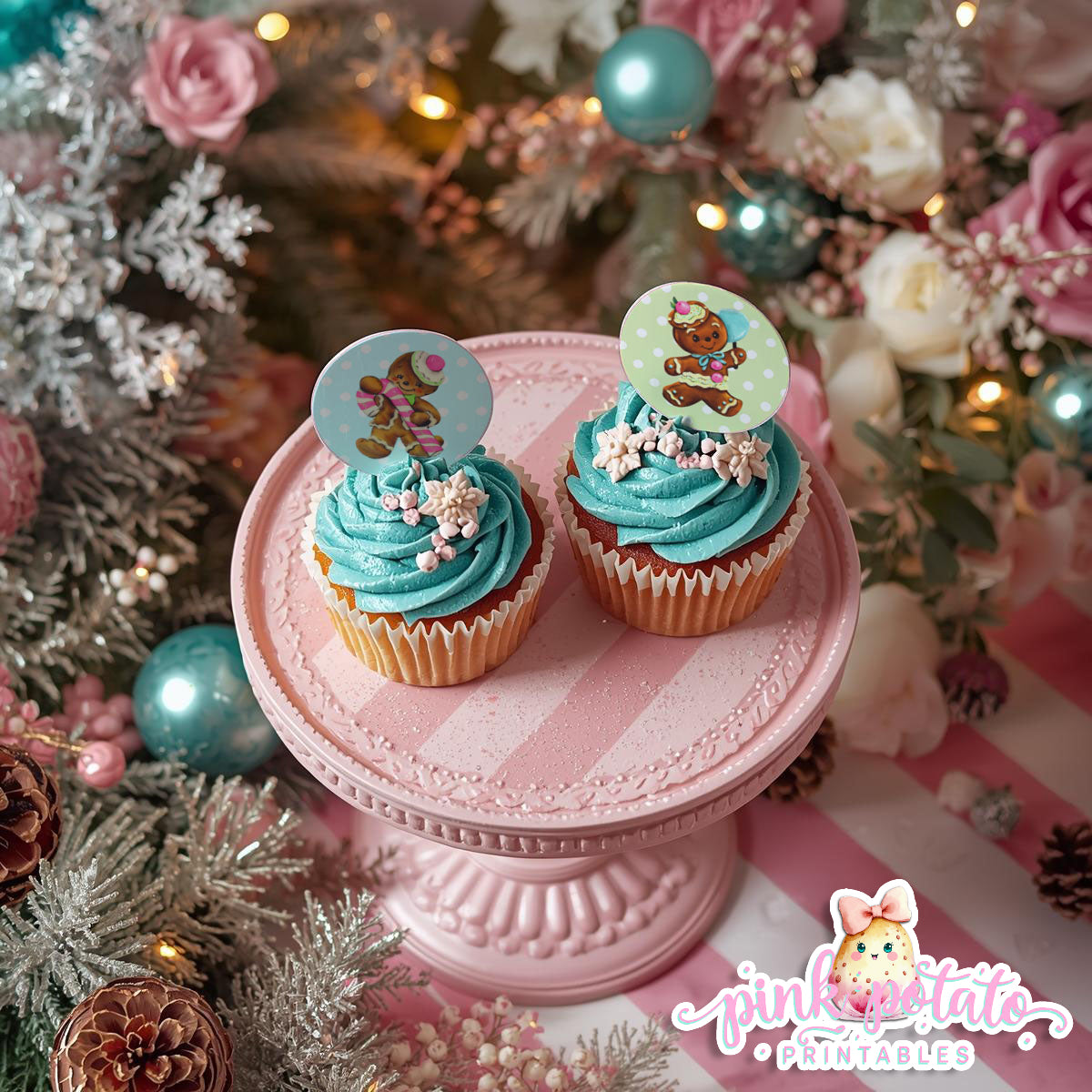Gingerbread Cookies-Cupcake Wrappers & Toppers-Cookie Decorating Party-Gingerbread Decorating-Printable-Christmas Party-INSTANT DOWNLOAD