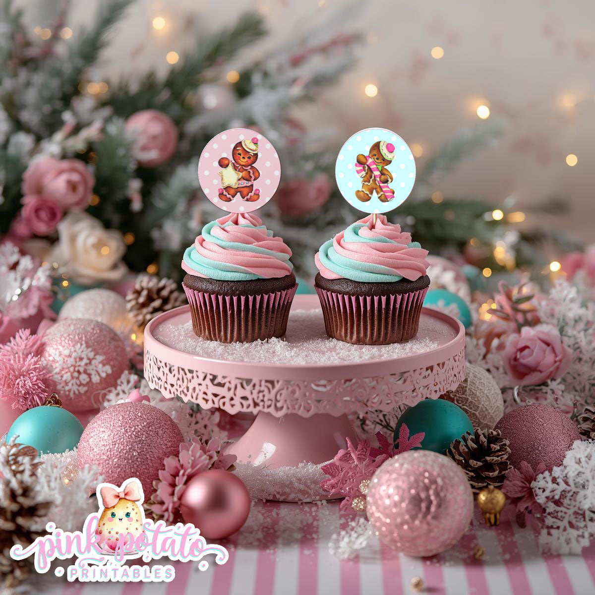 Gingerbread Cookies-Cupcake Wrappers & Toppers-Cookie Decorating Party-Gingerbread Decorating-Printable-Christmas Party-INSTANT DOWNLOAD
