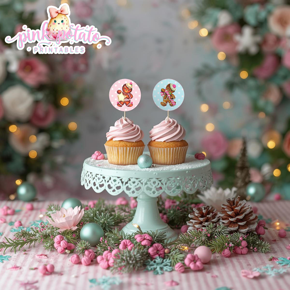 Gingerbread Cookies-Cupcake Wrappers & Toppers-Cookie Decorating Party-Gingerbread Decorating-Printable-Christmas Party-INSTANT DOWNLOAD
