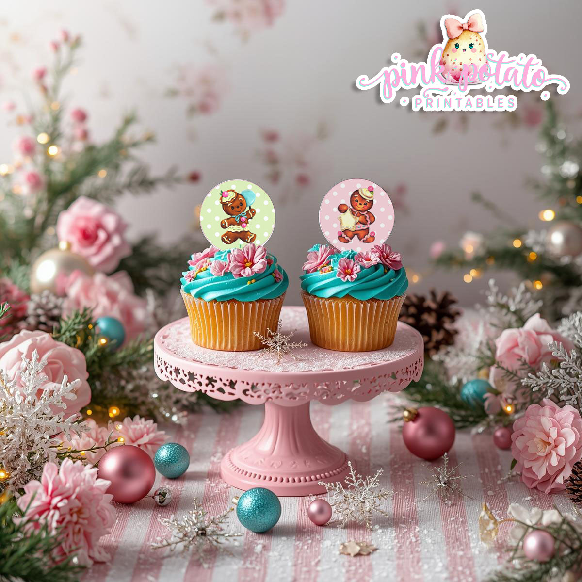 Gingerbread Cookies-Cupcake Wrappers & Toppers-Cookie Decorating Party-Gingerbread Decorating-Printable-Christmas Party-INSTANT DOWNLOAD