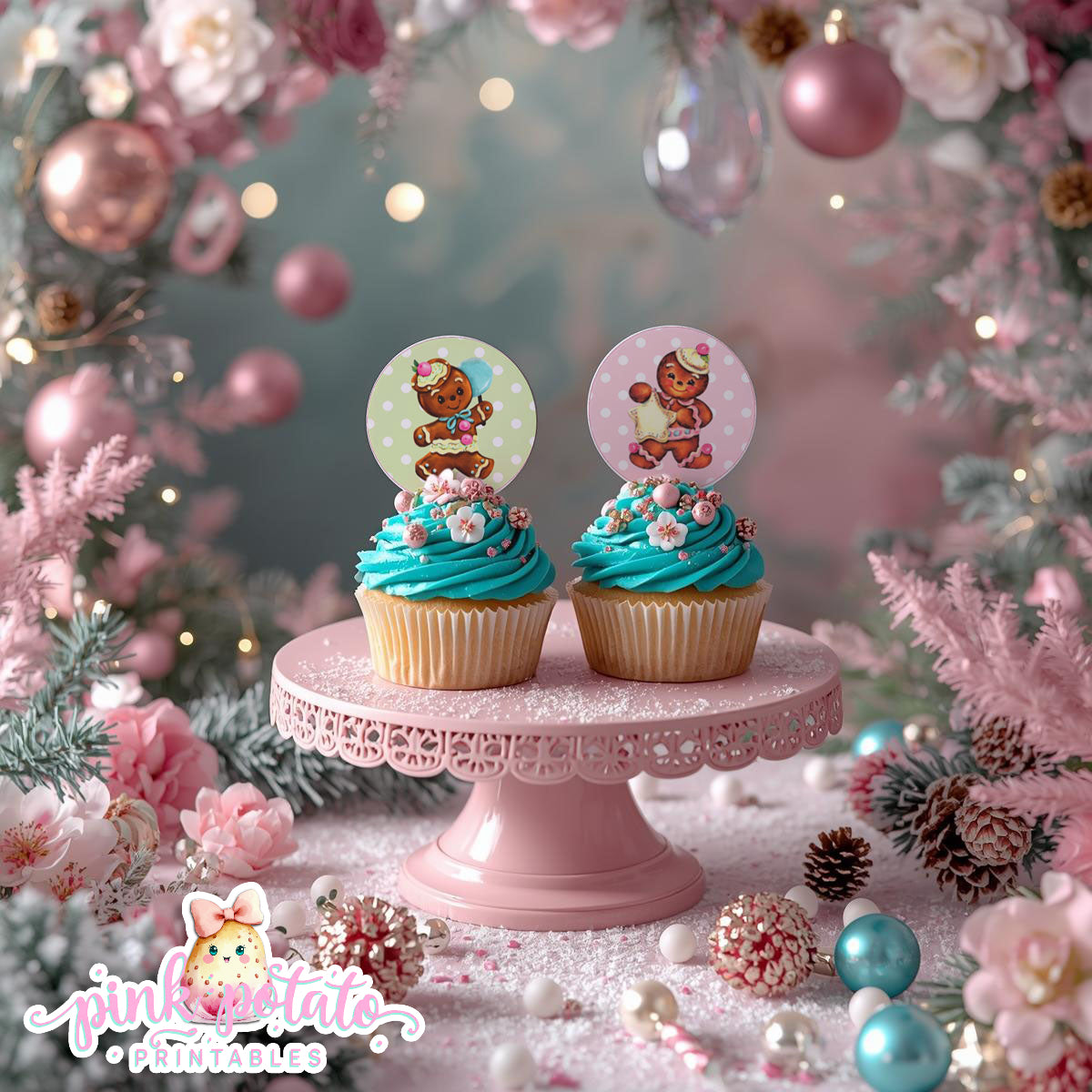 Gingerbread Cookies-Cupcake Wrappers & Toppers-Cookie Decorating Party-Gingerbread Decorating-Printable-Christmas Party-INSTANT DOWNLOAD