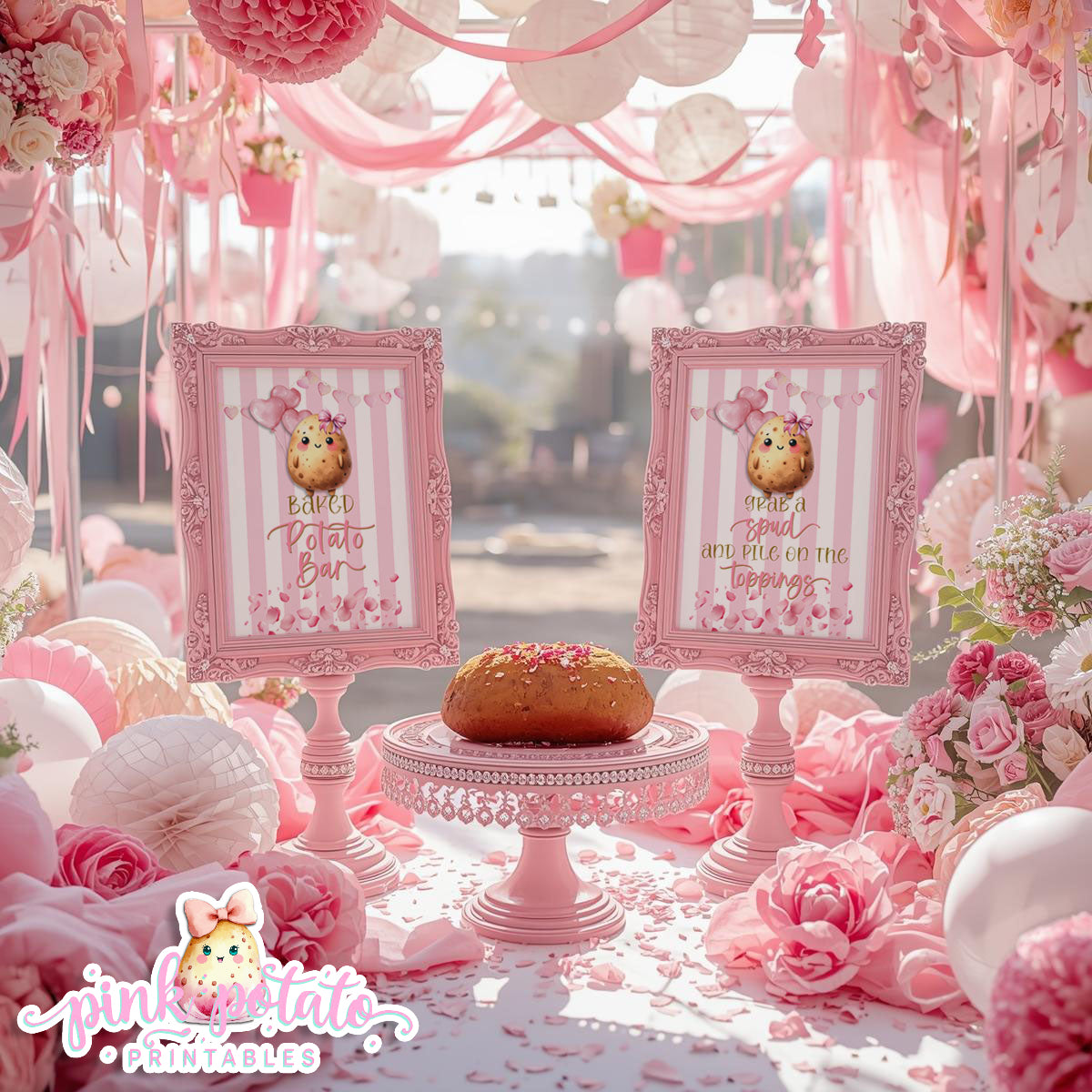 Pink Valentine-Baked Potato Bar-Signs (2)-8x10-Valentine's Day-Buffet-Valentine's Party-NOT EDITABLE-INSTANT DOWNLOAD