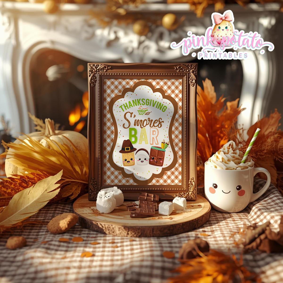 Thanksgiving S'mores-BUNDLE-Signs-Buffet Cards-Chocolate Bar Wrappers-S'mores Bar-Smores-Party Printable-Digital-INSTANT DOWNLOAD