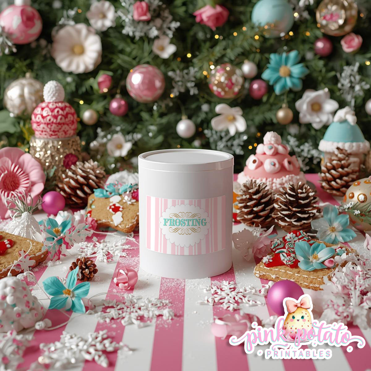 Gingerbread Cookies-Frosting Can Labels-Cookie Decorating Party-Gingerbread Decorating-Printable-Christmas Party-INSTANT DOWNLOAD