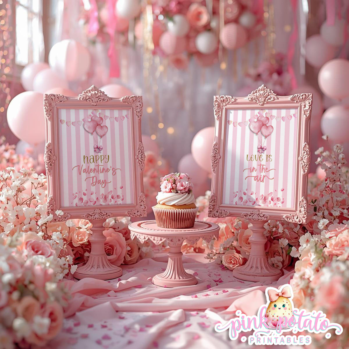 Pink Valentine-SIGNS (2)-8x10-Valentine's Day-Buffet-Valentine's Party-NOT EDITABLE-INSTANT DOWNLOAD
