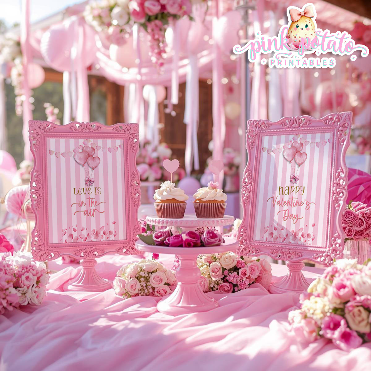 Pink Valentine-SIGNS (2)-8x10-Valentine's Day-Buffet-Valentine's Party-NOT EDITABLE-INSTANT DOWNLOAD