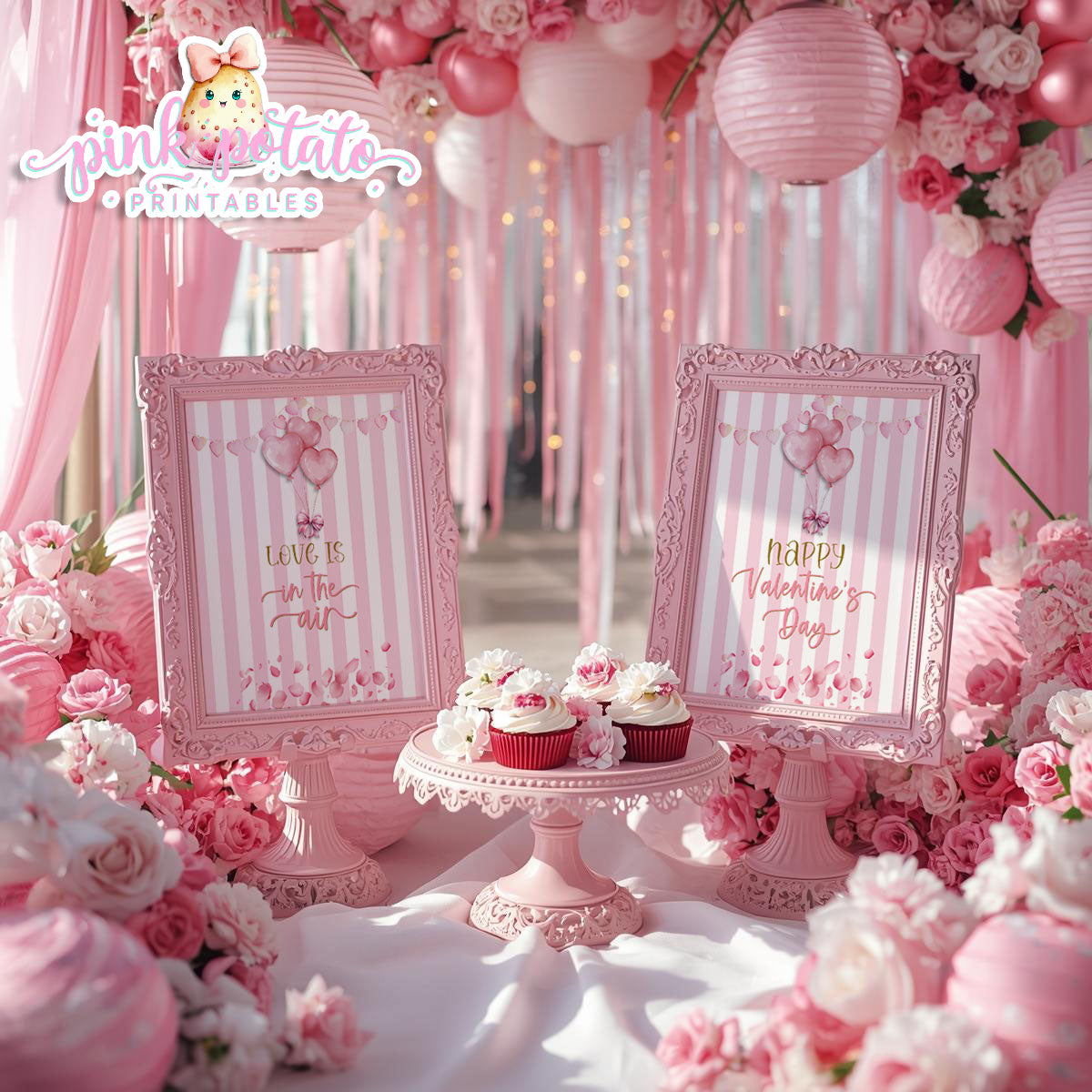 Pink Valentine-SIGNS (2)-8x10-Valentine's Day-Buffet-Valentine's Party-NOT EDITABLE-INSTANT DOWNLOAD