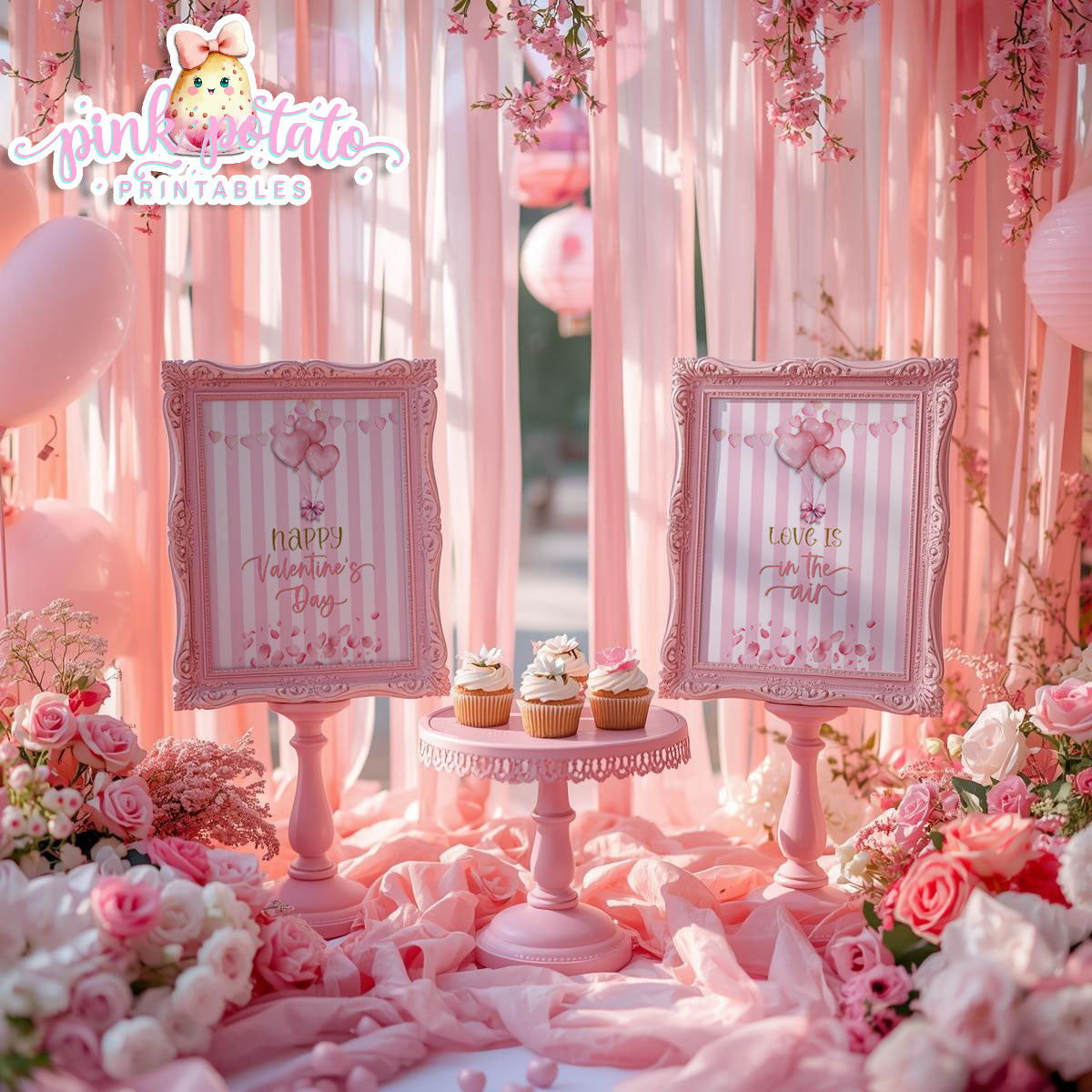 Pink Valentine-SIGNS (2)-8x10-Valentine's Day-Buffet-Valentine's Party-NOT EDITABLE-INSTANT DOWNLOAD