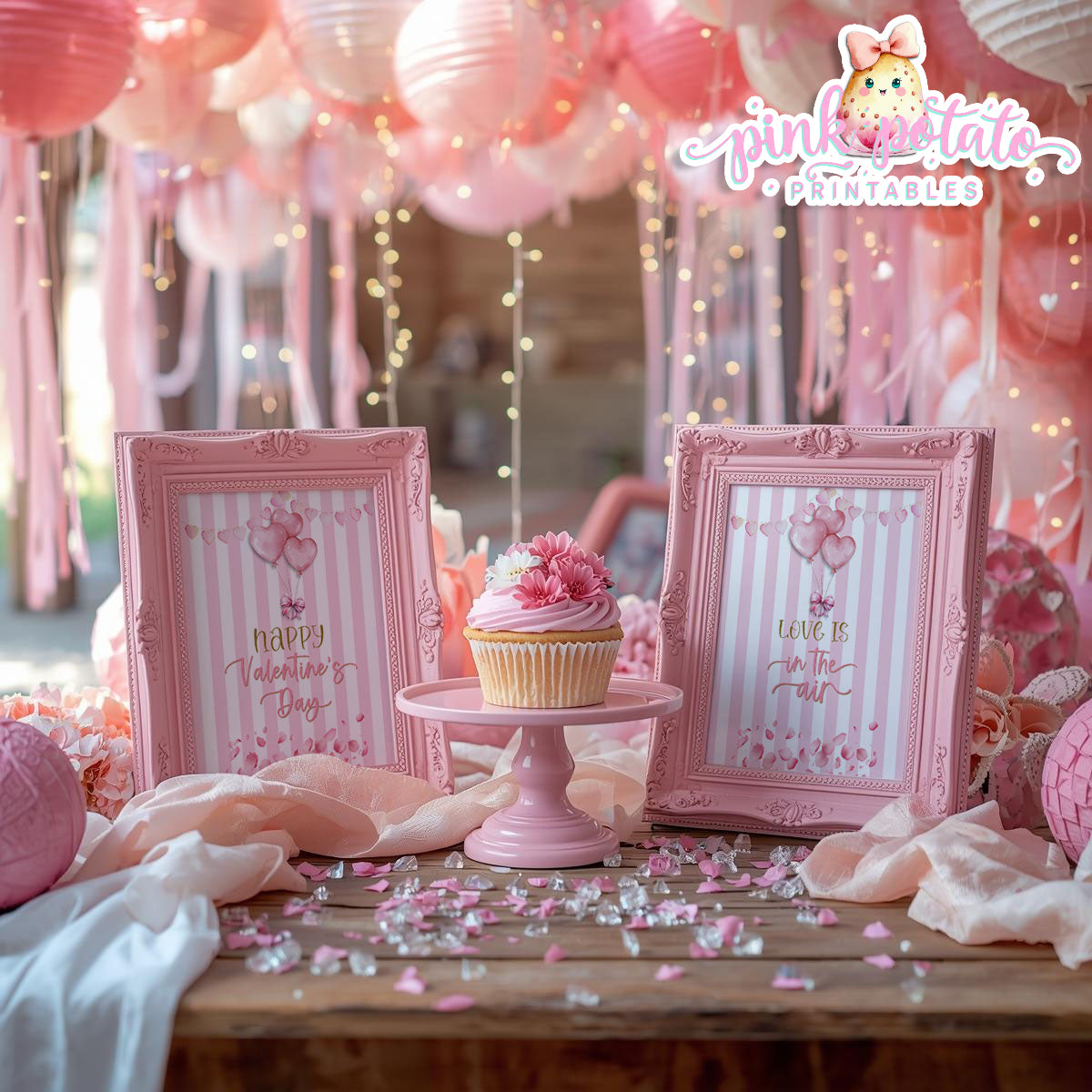Pink Valentine-SIGNS (2)-8x10-Valentine's Day-Buffet-Valentine's Party-NOT EDITABLE-INSTANT DOWNLOAD