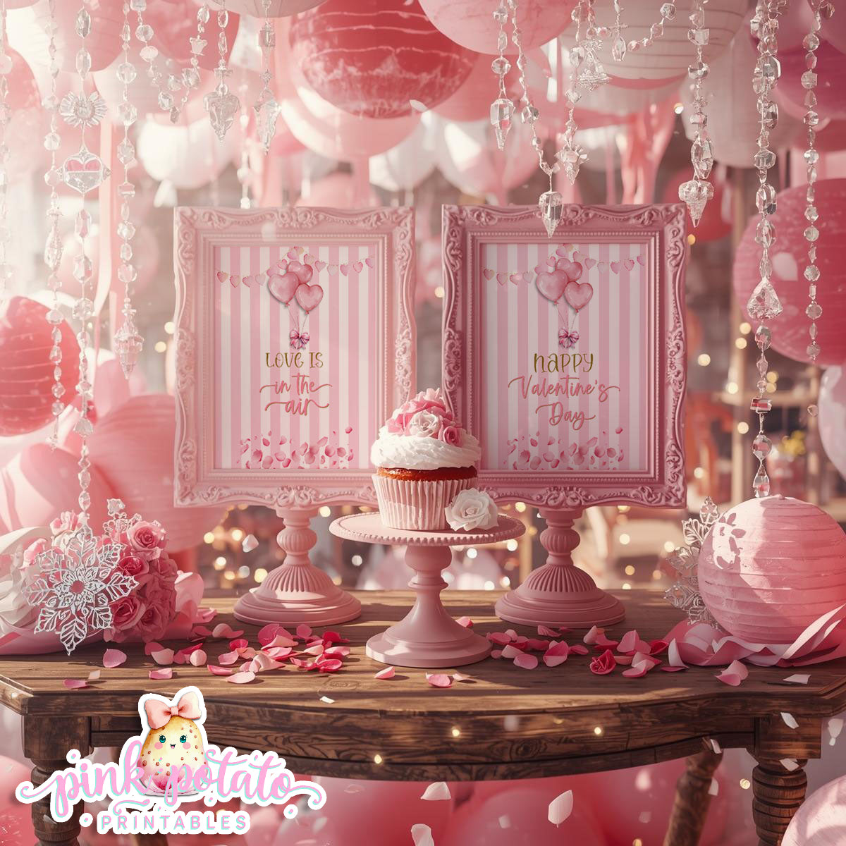 Pink Valentine-SIGNS (2)-8x10-Valentine's Day-Buffet-Valentine's Party-NOT EDITABLE-INSTANT DOWNLOAD