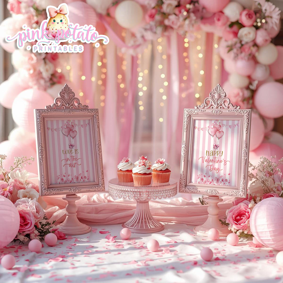 Pink Valentine-SIGNS (2)-8x10-Valentine's Day-Buffet-Valentine's Party-NOT EDITABLE-INSTANT DOWNLOAD