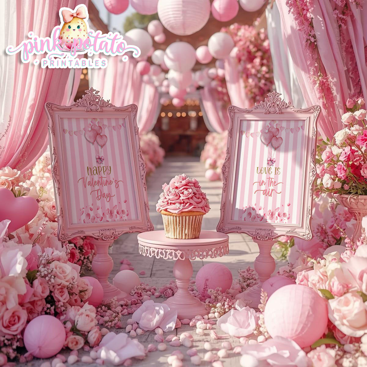 Pink Valentine-SIGNS (2)-8x10-Valentine's Day-Buffet-Valentine's Party-NOT EDITABLE-INSTANT DOWNLOAD