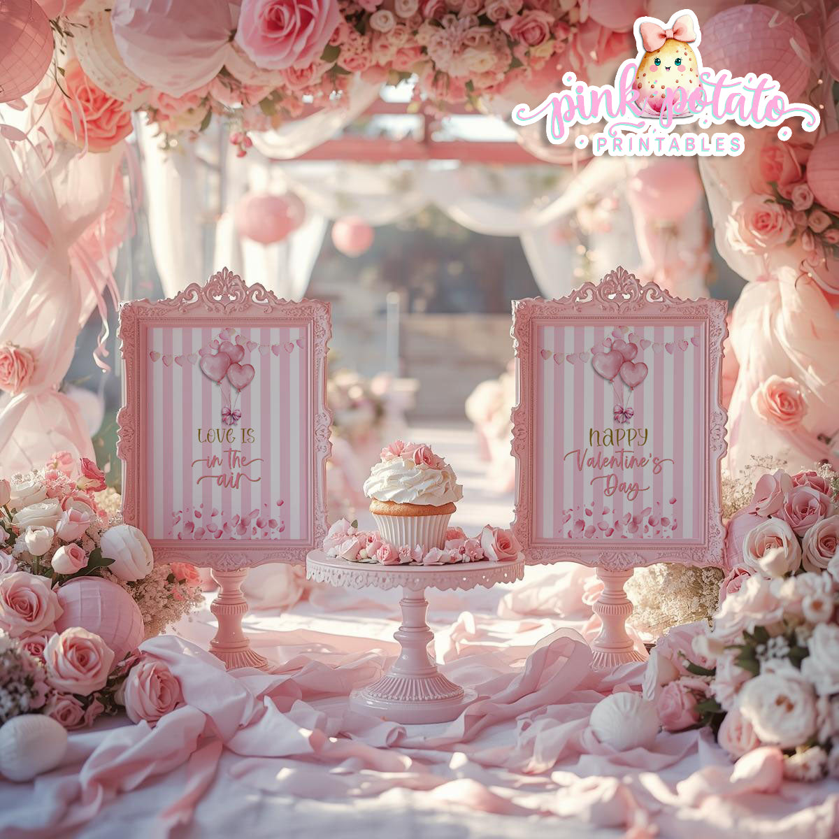 Pink Valentine-SIGNS (2)-8x10-Valentine's Day-Buffet-Valentine's Party-NOT EDITABLE-INSTANT DOWNLOAD