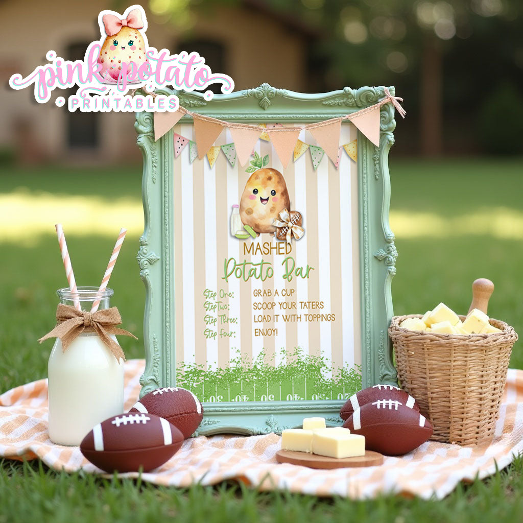 Gameday 25-Mashed Potato Bar Sign-8x10-Game Day-Superbowl-Football-Buffet-Party Printable-Digital-INSTANT DOWNLOAD