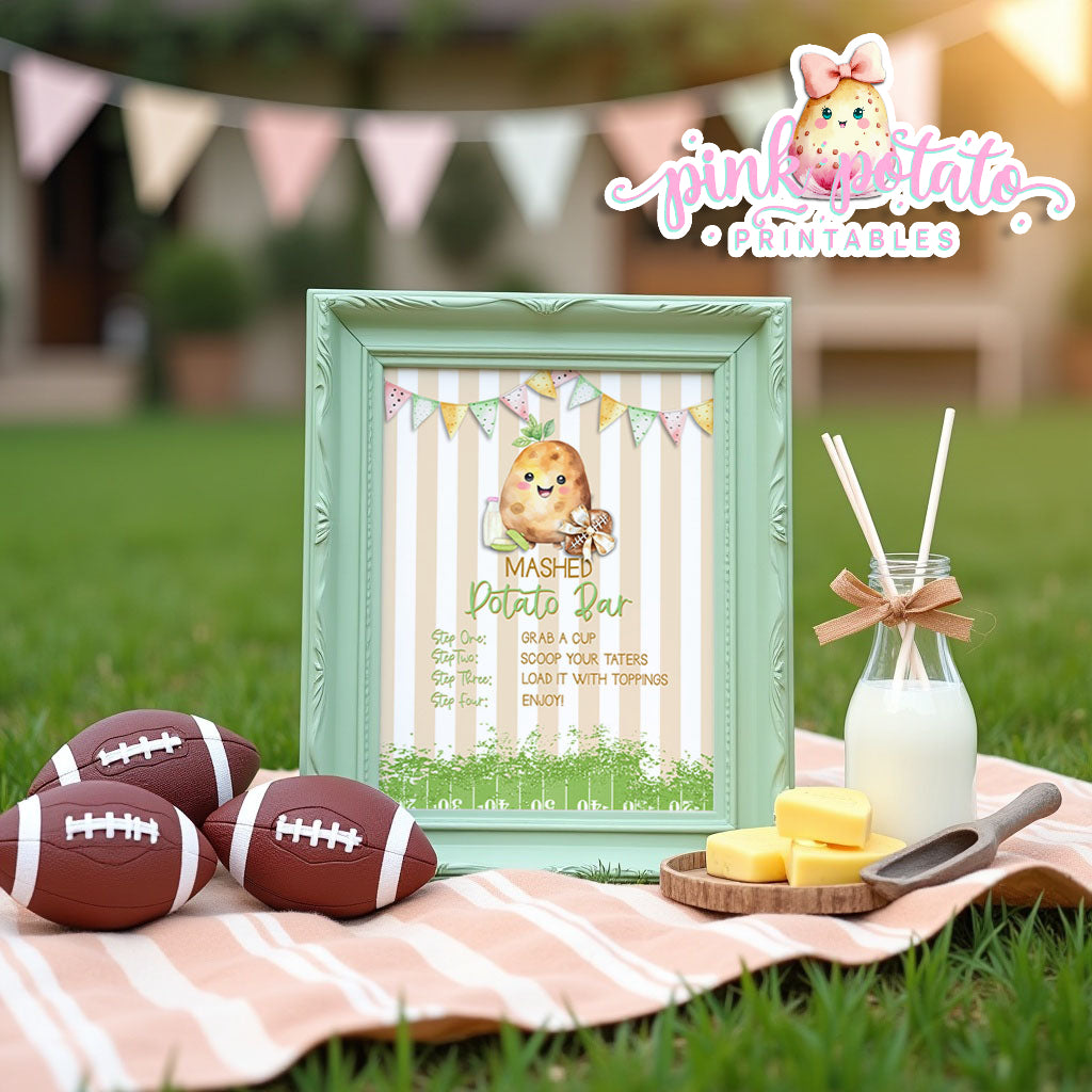 Gameday 25-Mashed Potato Bar Sign-8x10-Game Day-Superbowl-Football-Buffet-Party Printable-Digital-INSTANT DOWNLOAD