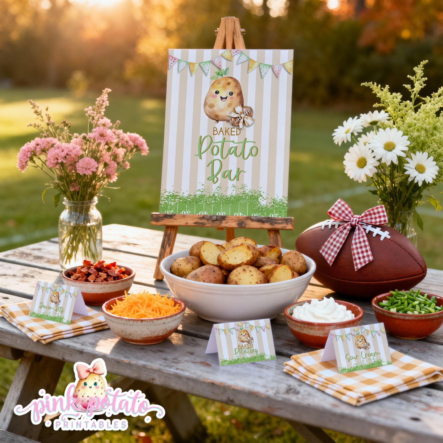 Gameday 25-Baked Potato Bar Sign & Buffet Cards-Game Day-Superbowl-Football-Buffet-Party Printable-Digital-INSTANT DOWNLOAD