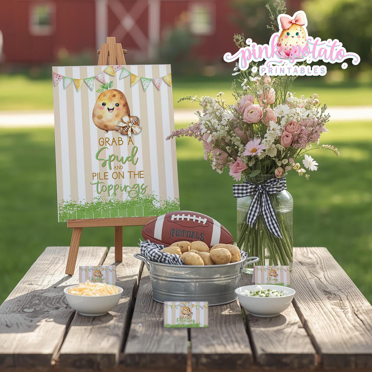 Gameday 25-Baked Potato Bar Sign & Buffet Cards-Game Day-Superbowl-Football-Buffet-Party Printable-Digital-INSTANT DOWNLOAD