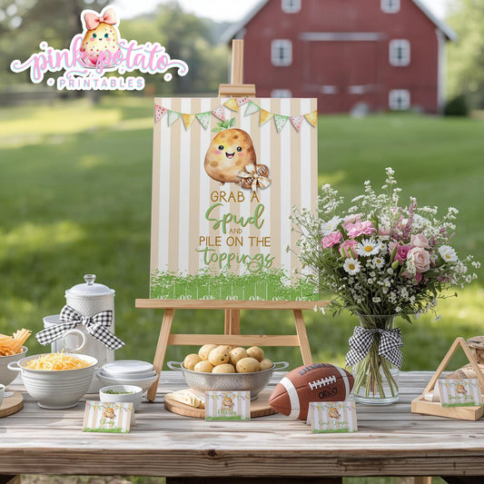 Gameday 25-Baked Potato Bar Sign & Buffet Cards-Game Day-Superbowl-Football-Buffet-Party Printable-Digital-INSTANT DOWNLOAD