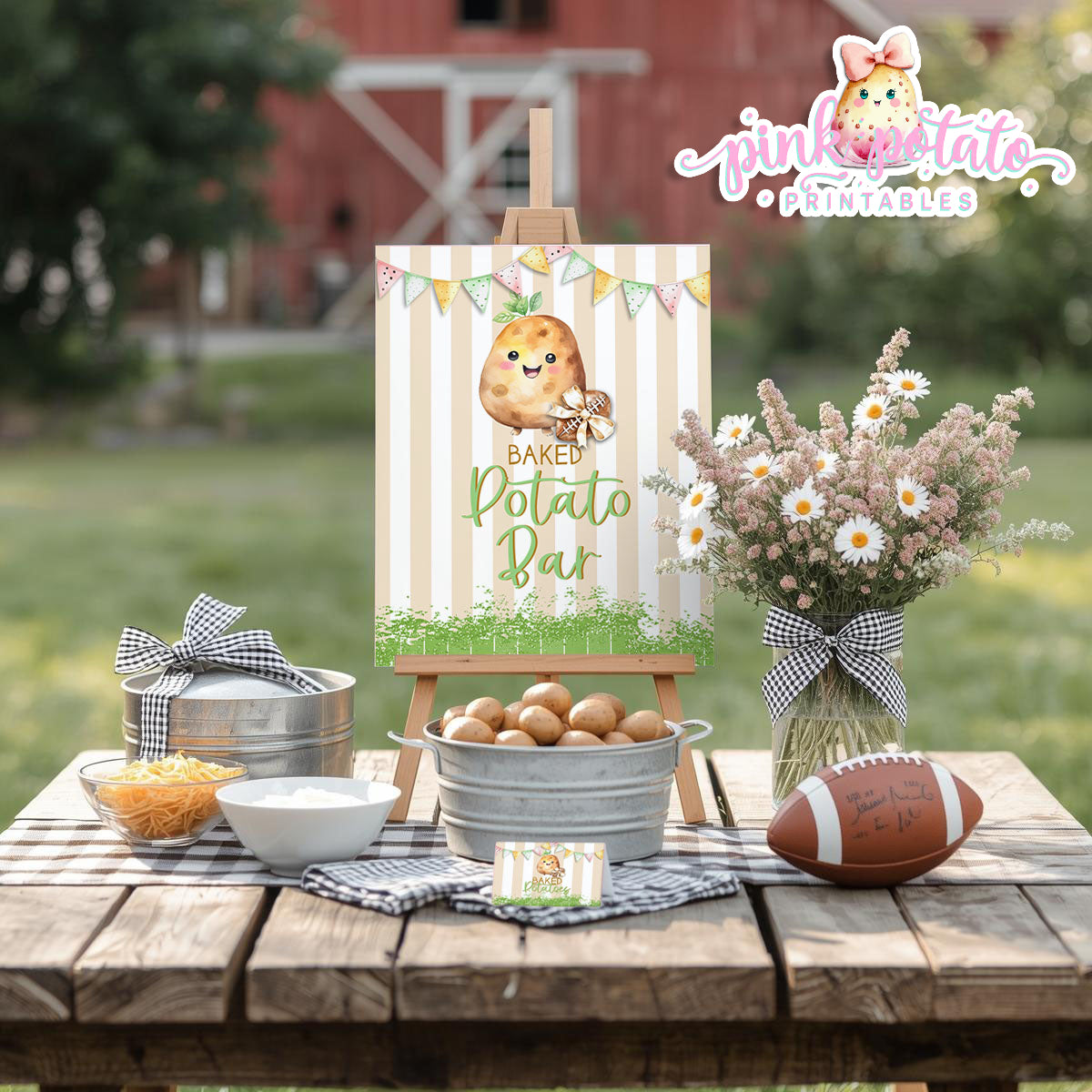 Gameday 25-Baked Potato Bar Sign & Buffet Cards-Game Day-Superbowl-Football-Buffet-Party Printable-Digital-INSTANT DOWNLOAD