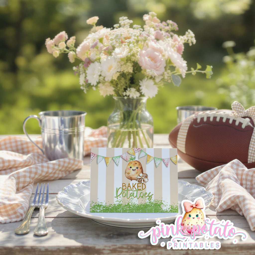 Gameday 25-Baked Potato Buffet Cards-Game Day-Superbowl-Football-Buffet-Party Printable-Digital-INSTANT DOWNLOAD