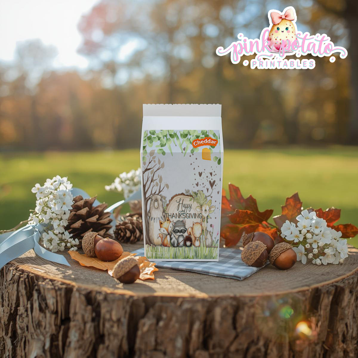 Woodland Thanksgiving-Gold Fish Crackers Carton Label-Printable-Snack Label-Thanksgiving Dinner-Kids Table-Holiday Party-INSTANT DOWNLOAD