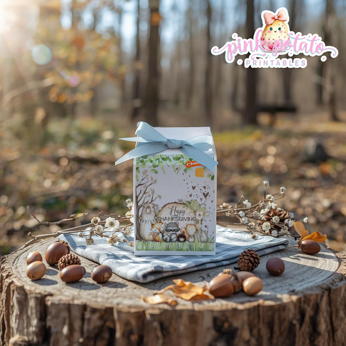 Woodland Thanksgiving-Gold Fish Crackers Carton Label-Printable-Snack Label-Thanksgiving Dinner-Kids Table-Holiday Party-INSTANT DOWNLOAD