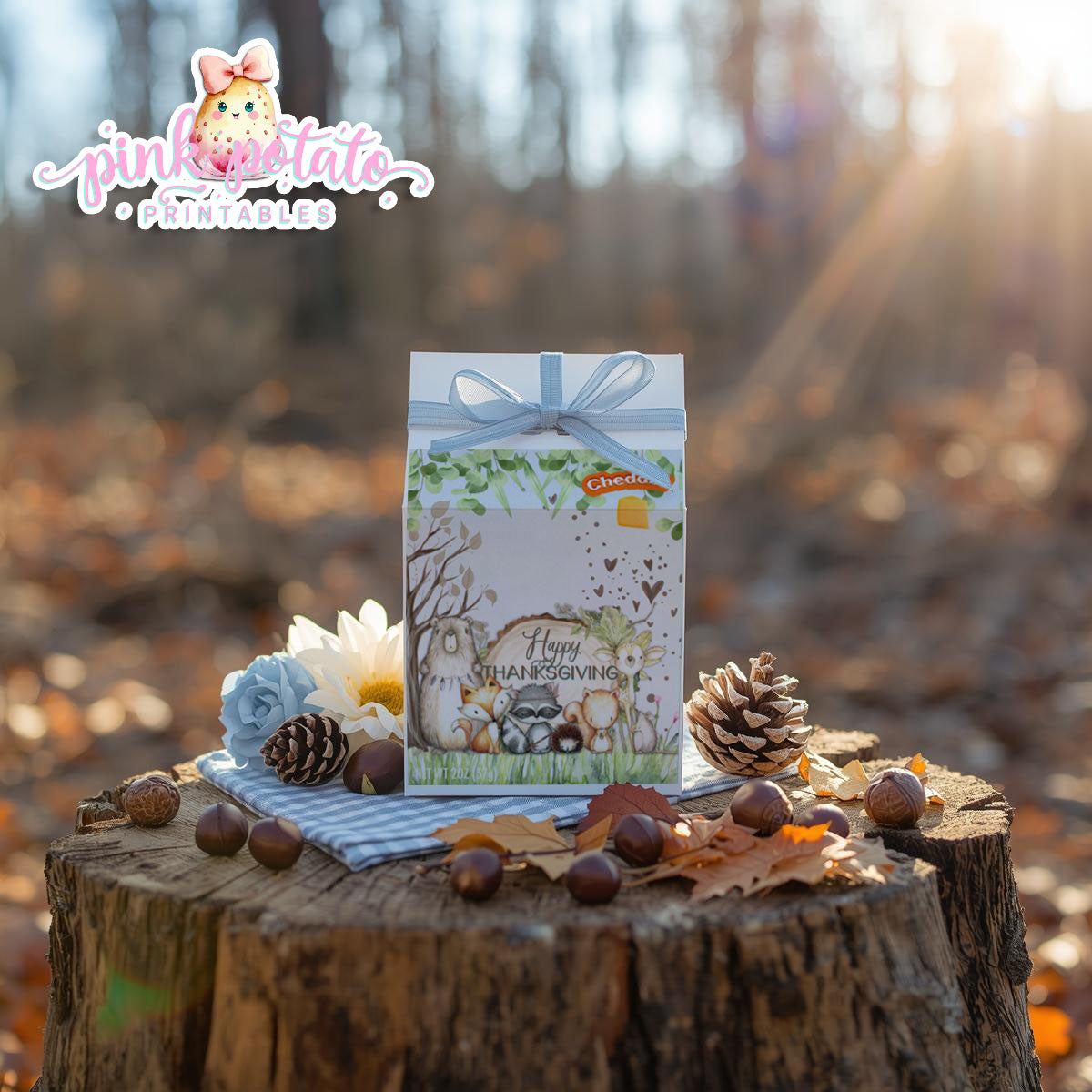 Woodland Thanksgiving-Gold Fish Crackers Carton Label-Printable-Snack Label-Thanksgiving Dinner-Kids Table-Holiday Party-INSTANT DOWNLOAD