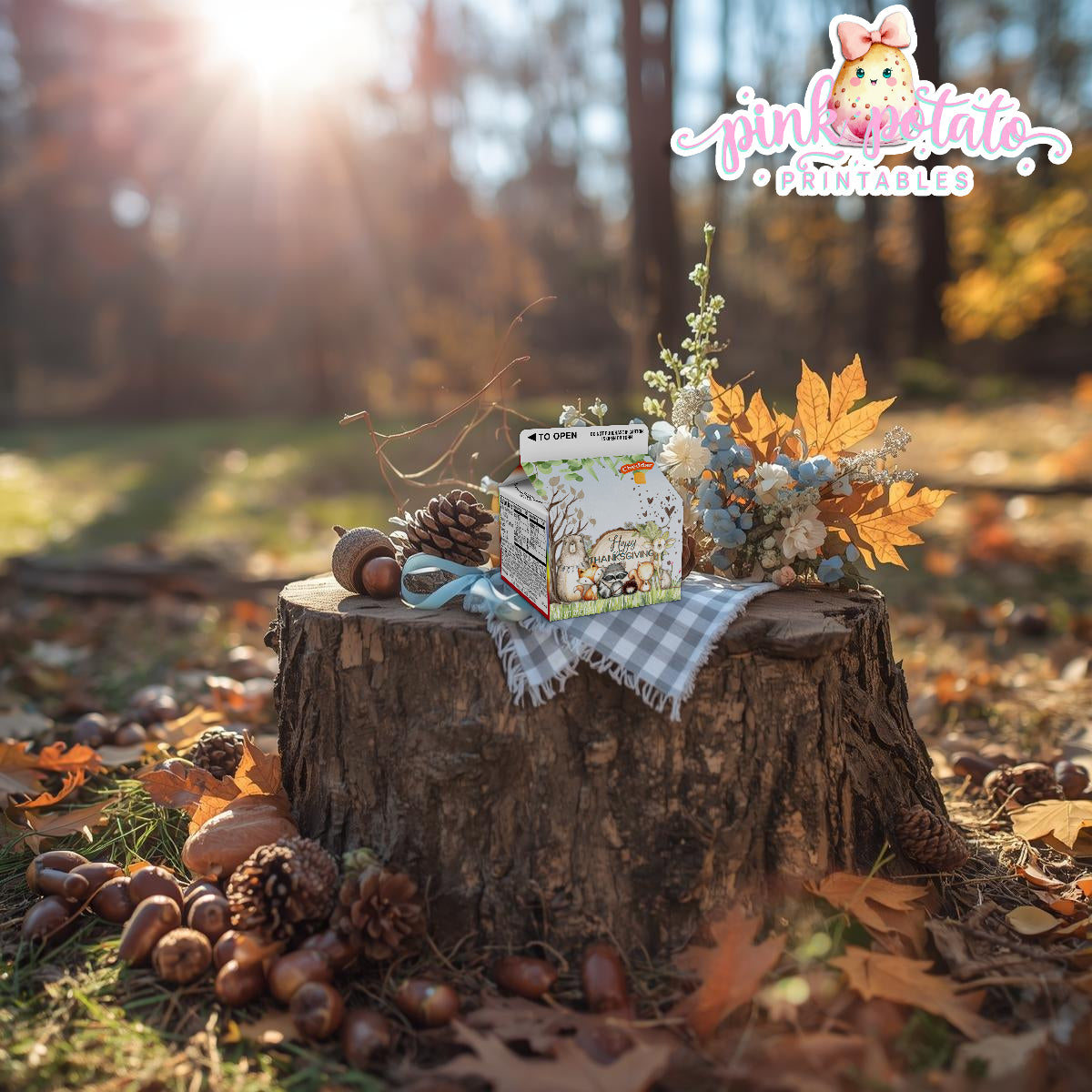 Woodland Thanksgiving-Gold Fish Crackers Carton Label-Printable-Snack Label-Thanksgiving Dinner-Kids Table-Holiday Party-INSTANT DOWNLOAD