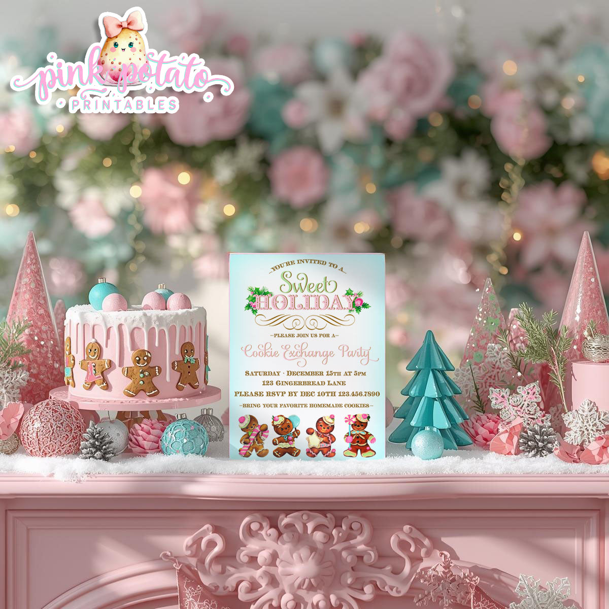 Gingerbread Cookies-Invitation-We Customize-Cookie Exchange-Cookie Decorating-Gingerbread-Printable-Christmas Party Invite-DIGITAL DOWNLOAD