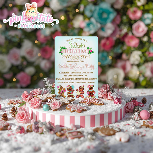 Gingerbread Cookies-Invitation-We Customize-Cookie Exchange-Cookie Decorating-Gingerbread-Printable-Christmas Party Invite-DIGITAL DOWNLOAD