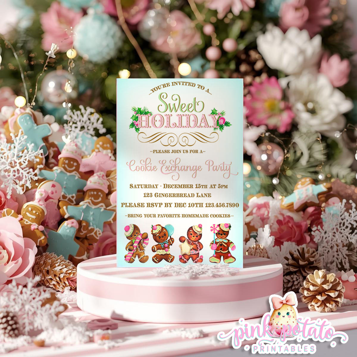 Gingerbread Cookies-Invitation-We Customize-Cookie Exchange-Cookie Decorating-Gingerbread-Printable-Christmas Party Invite-DIGITAL DOWNLOAD