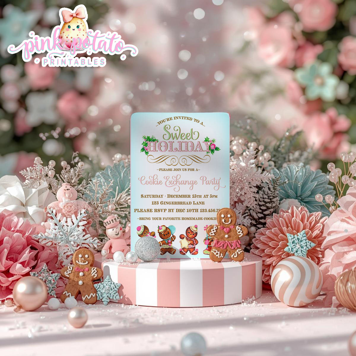 Gingerbread Cookies-Invitation-We Customize-Cookie Exchange-Cookie Decorating-Gingerbread-Printable-Christmas Party Invite-DIGITAL DOWNLOAD